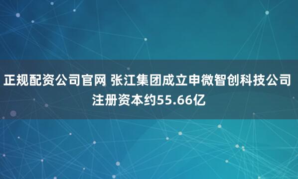 正规配资公司官网 张江集团成立申微智创科技公司 注册资本约55.66亿